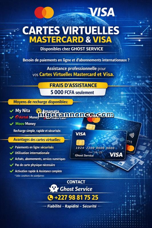 carte virtuelle Mastercard & visa - Niamey