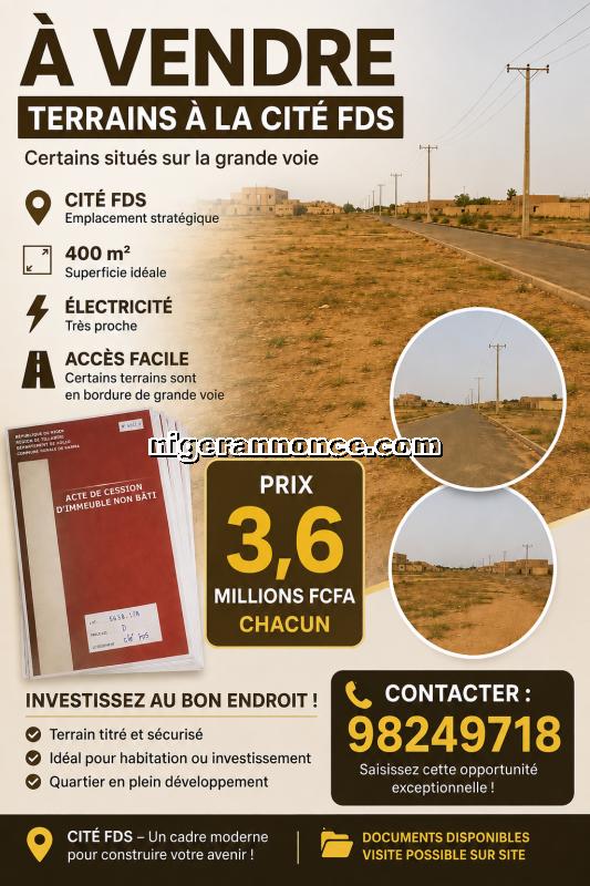 terrains a vendre dans la cité FDS | Niger annonce